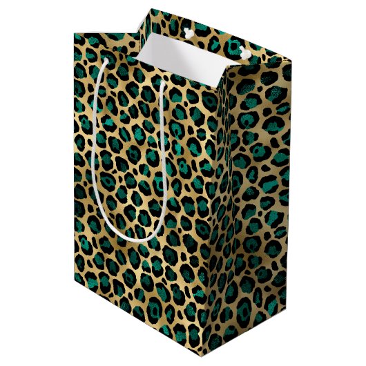 Sac Cadeau Moyen Design turquoise et Gold Leopard Series 14 (Dos Angle)