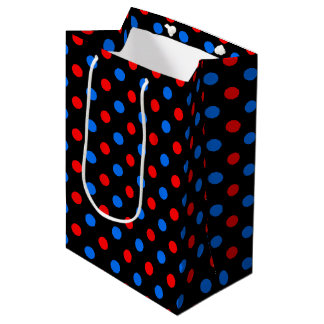 Sac Cadeau Moyen Dessin à pois rouges bleus noirs