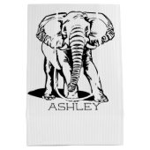 Sac Cadeau Moyen Dessin de ligne Eléphant Noir mignon (Dos)