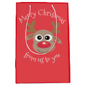 Sac Cadeau Moyen Dessin de Reindeer amusant Noël rouge (Devant)