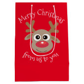 Sac Cadeau Moyen Dessin de Reindeer amusant Noël rouge (Dos)