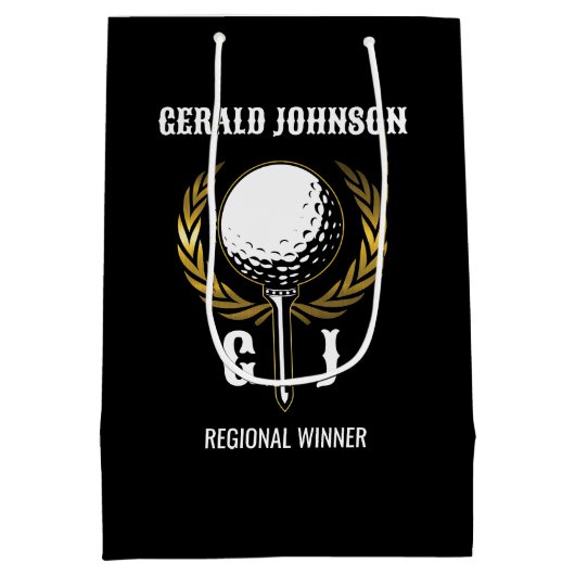 Sac Cadeau Moyen Dessin Monogramme de Golf Ultime (Dos)