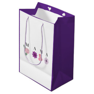 Sac Cadeau Moyen Dessous de verre floral MAMA – Cadeau de Fête des