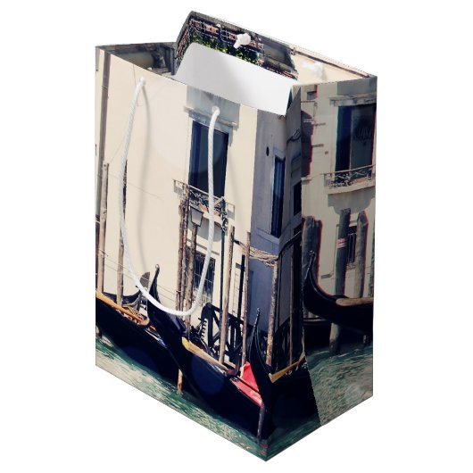 Sac Cadeau Moyen Destinations | Venice Waterfront Photo (Devant Angle)