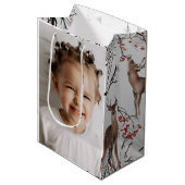 Sac Cadeau Moyen Deux cerfs d'hiver en fête Noël (Devant Angle)