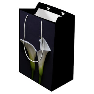 Sac Cadeau Moyen Deux lys calla sur le noir