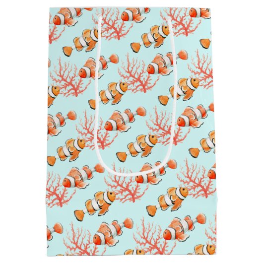 Sac Cadeau Moyen Deux poissons clowns ou un poisson-anémone à l'aqu (Dos)