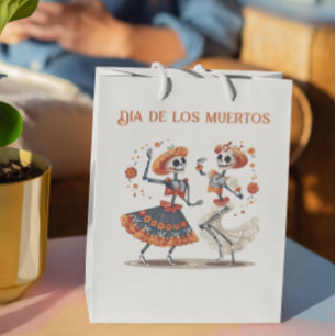 Sac Cadeau Moyen Dia de los Muertos dansant squelettes personnalisa