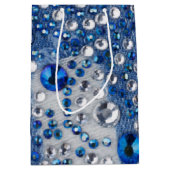 Sac Cadeau Moyen Diamants bleus et blancs Conception de Motifs Blue (Devant)