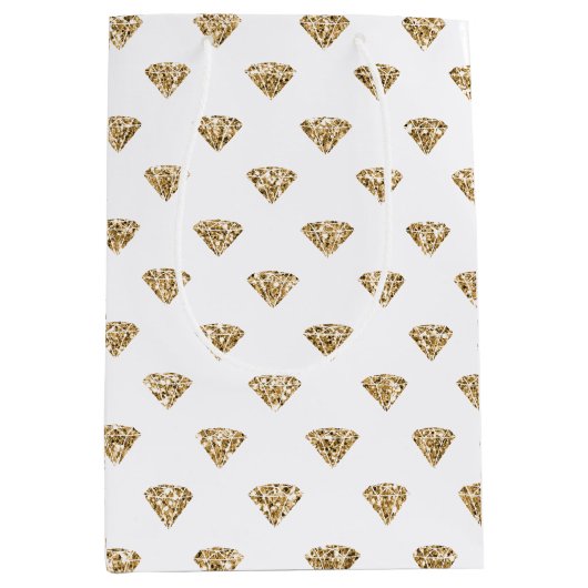 Sac Cadeau Moyen Diamants de Parties scintillant d'or (Devant)