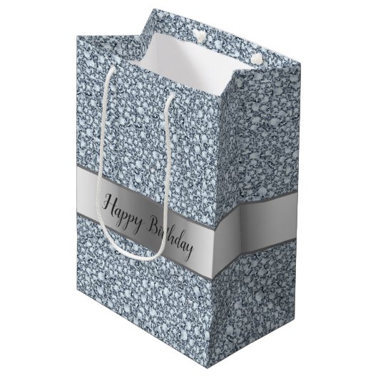 Sac Cadeau Moyen Diamants grossiers - Joyeux anniversaire (Devant Angle)