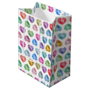 Sac Cadeau Moyen Diamond Heart Aquarelle Motif mignon Pastel Girly