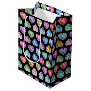 Sac Cadeau Moyen Diamond Heart Aquarelle Motif mignon Pastel Girly