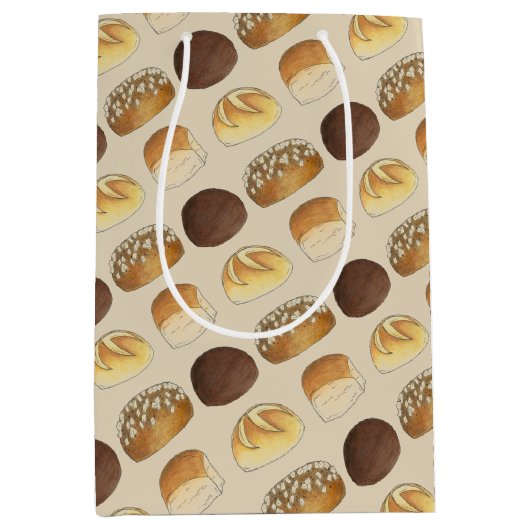 Sac Cadeau Moyen Dîner Pain Rolls Buns Boulangerie Baker Chef Foody (Devant)