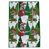 Sac Cadeau Moyen Dinosaur Christmas T-Rex Santa (Dos)