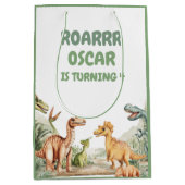 Sac Cadeau Moyen Dinosaur en ruines fête d'anniversaire (Devant)