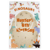 Sac Cadeau Moyen Dinosaur fête d'anniversaire avec l'oeuf géant Din (Devant)