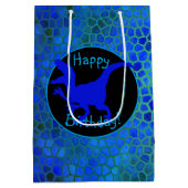 Sac Cadeau Moyen Dinosaure Bleu Cachez Joyeux Anniversaire ! (Dos)