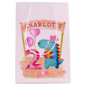 Sac Cadeau Moyen Dinosaure Cute Girly 2 ans Anniversaire (Devant)