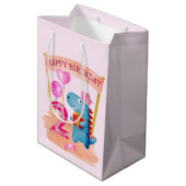 Sac Cadeau Moyen Dinosaure Cute Girly 2 ans Anniversaire (Dos Angle)