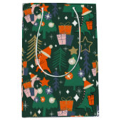 Sac Cadeau Moyen Dinosaure Noël Vert fête (Devant)