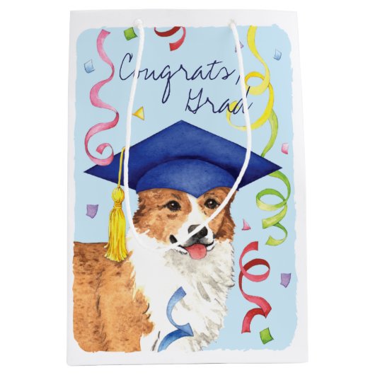 Sac Cadeau Moyen Diplômé de corgi de Gallois de Pembroke (Devant)