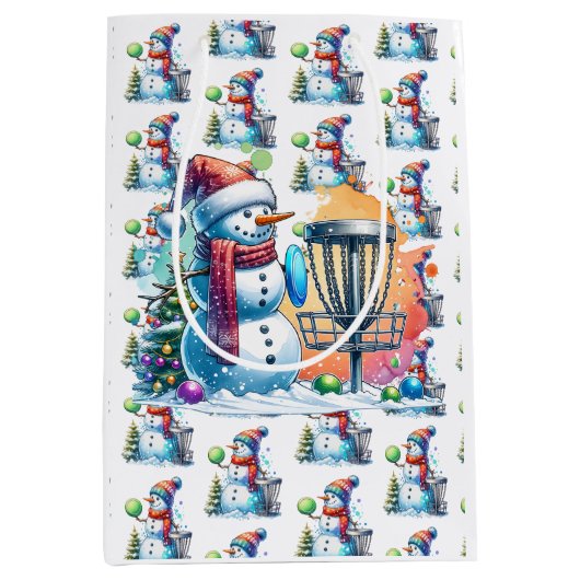 Sac Cadeau Moyen Disque Golf Thématique Noël (Devant)