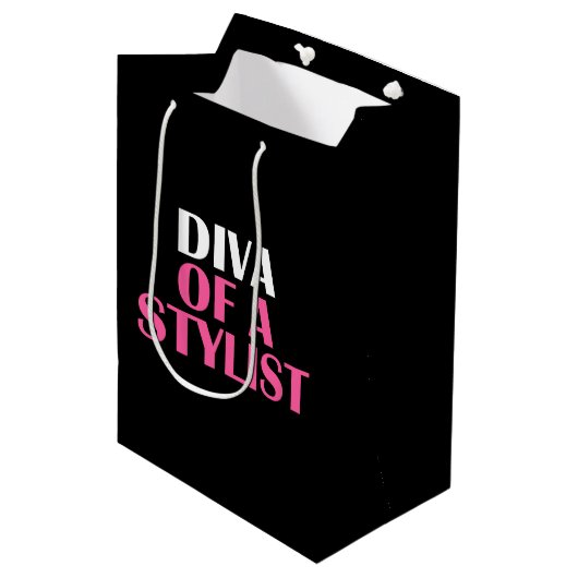 SAC CADEAU MOYEN "DIVA D'UNE STYLISTE" (Devant Angle)