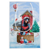 Sac Cadeau Moyen Doberman Chien dans la neige Maison de Chien de No (Devant)