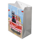 Sac Cadeau Moyen Doberman Chien Saint-Valentin Coeurs de camion (Dos Angle)