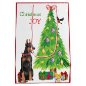Sac Cadeau Moyen Doberman Pinscher, Bird and Christmas Tree (Dos)