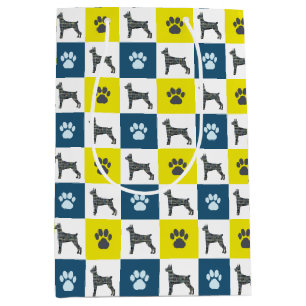 Sac Cadeau Moyen Doberman Pinscher Chien & Grille Jaune Empreinte d