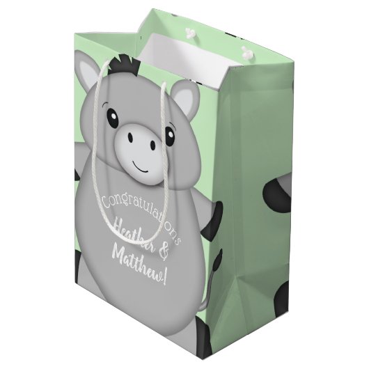 Sac Cadeau Moyen Donkey Baby shower Green (Dos Angle)