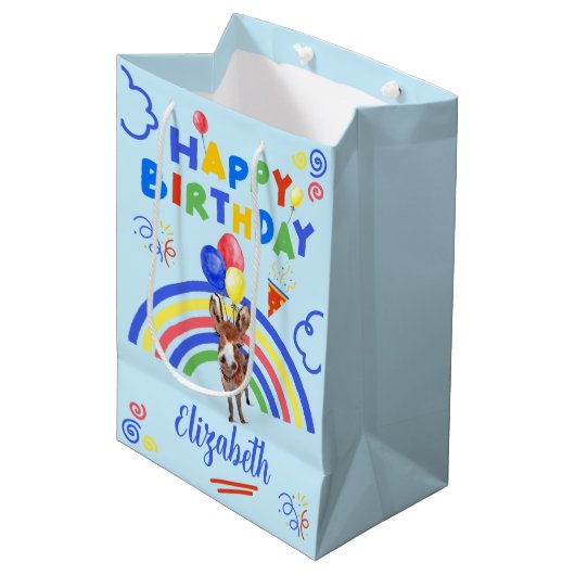 Sac Cadeau Moyen Donkey Birthday Gift Bag in Blue (Devant Angle)