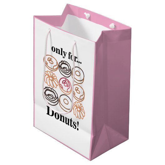 Sac Cadeau Moyen Donut Doughnut Sweet Funny Anniversaire (Devant Angle)