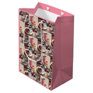 Sac Cadeau Moyen Donuts vintages et café Anniversaire