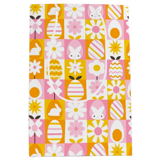 Sac Cadeau Moyen Douce Patchwork de Pâques de Printemps (Devant)