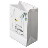Sac Cadeau Moyen Douce ruche de mariage abeille eucalyptus verdure  (Devant Angle)