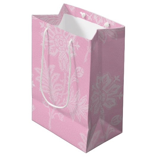 Sac Cadeau Moyen Douce Soirée de Mariage Fleur Rose (Devant Angle)