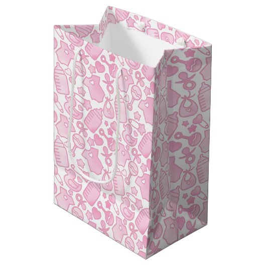 Sac Cadeau Moyen Douces arroses Ombre rose (Devant Angle)