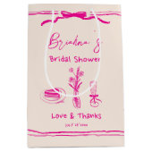 Sac Cadeau Moyen Douche de mariée rose rétro griffée manuscrite (Devant)