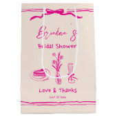 Sac Cadeau Moyen Douche de mariée rose rétro griffée manuscrite (Dos)