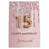 Sac Cadeau Moyen Douilles roses de Quinceanera (Dos)