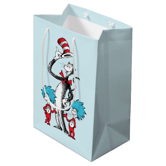 Sac Cadeau Moyen Dr Seuss | Chat dans le Casquette, Chose un & Chos (Dos Angle)