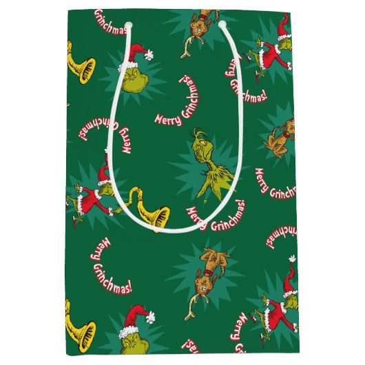 Sac Cadeau Moyen Dr Seuss | The Grinch | Merry Grinchmas Motif (Devant)
