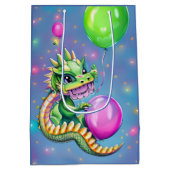 Sac Cadeau Moyen Dragon d'anniversaire mignon avec ballons (Dos)