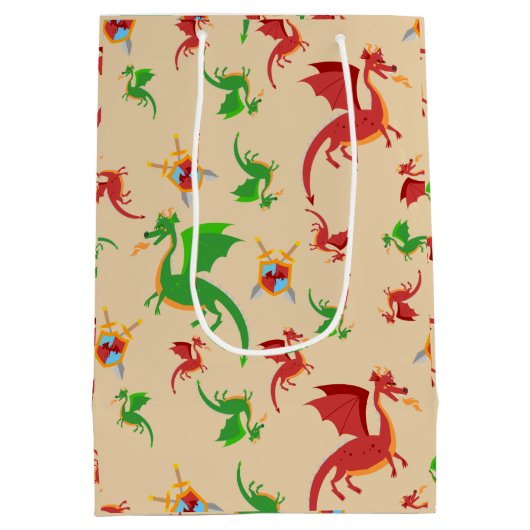 Sac Cadeau Moyen Dragon Slayer Knight Boy fête d'anniversaire (Dos)