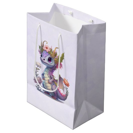 Sac Cadeau Moyen Dragon violet à couronne élégante (Devant Angle)