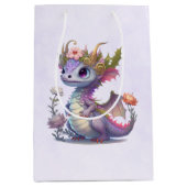 Sac Cadeau Moyen Dragon violet à couronne élégante (Devant)