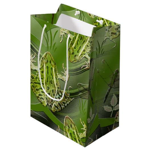 Sac Cadeau Moyen Dragonflies de Camo Frogs (Devant Angle)
